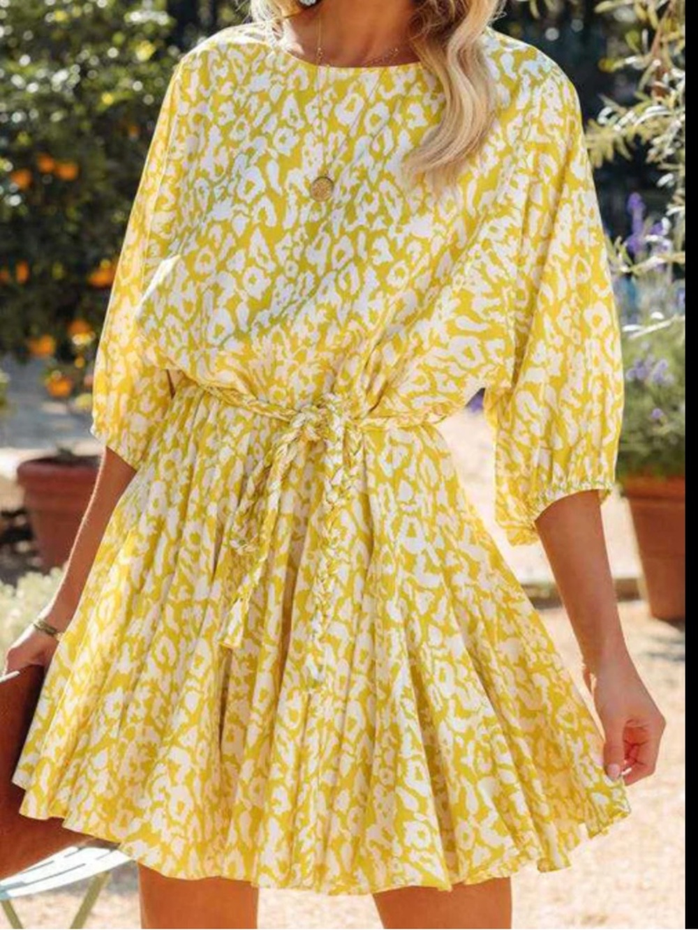 VICI Aakaa Yellow Leopard Printed Mini Dress Small - Picture 2 of 4